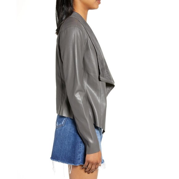 Faux Leather Drape Front Jacket | Poshmark